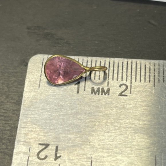 1.7CT Natural Light Cotton Candy Pink Tourmaline Pear Shape in 14K Yellow 14x6mm - Picture 4 of 6